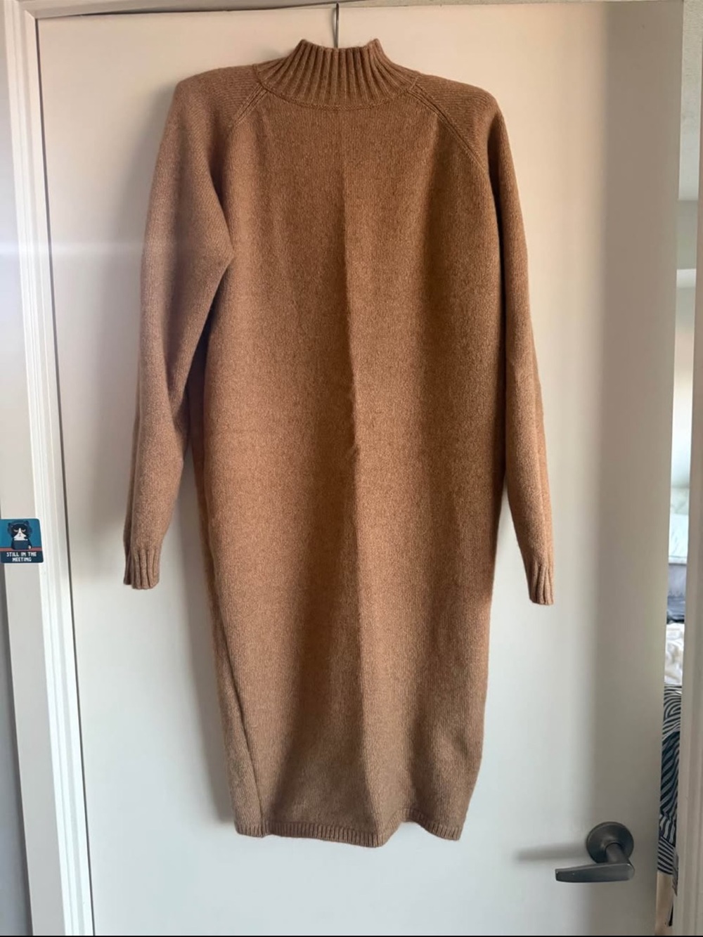 HUGO Camel Long Sleeve Knit Sweater Dress